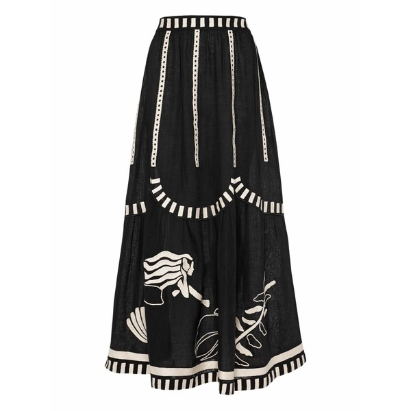 エレス レディース スコート ボトムス Starfish illustrated tiered maxi skirt Black