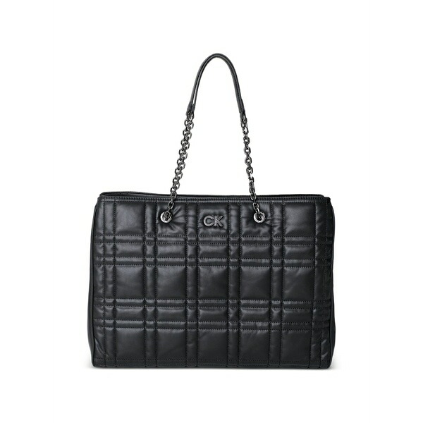 カルバンクライン レディース トートバッグ 御徒面子 Quilted chain-link tote bag Black