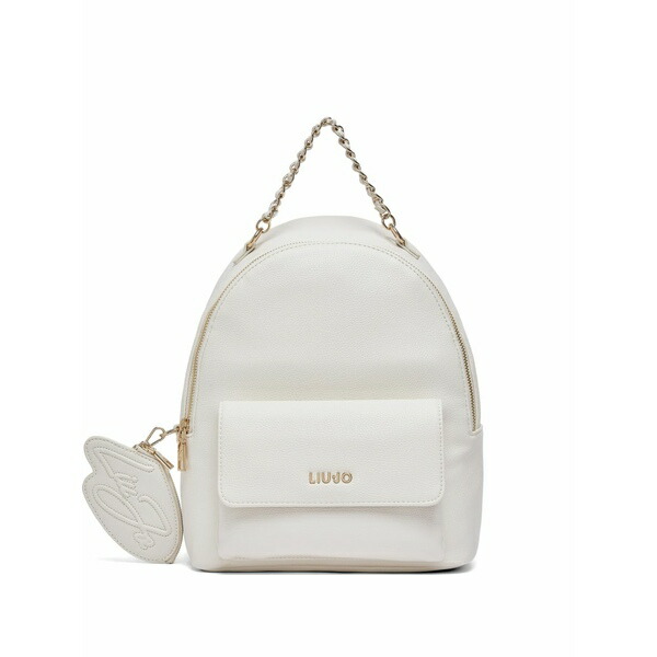 リュージョー レディース うしろ側容器に並べる・背嚢 御徒面子 Detachable-coin-purse logo-plaque backpack White