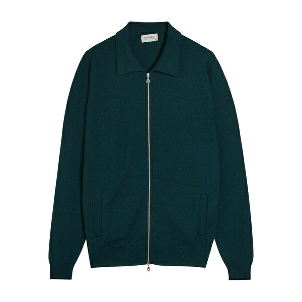 ジョンスメドレー メンズ ジレー アウター Alston zip-fastening cardigan Green