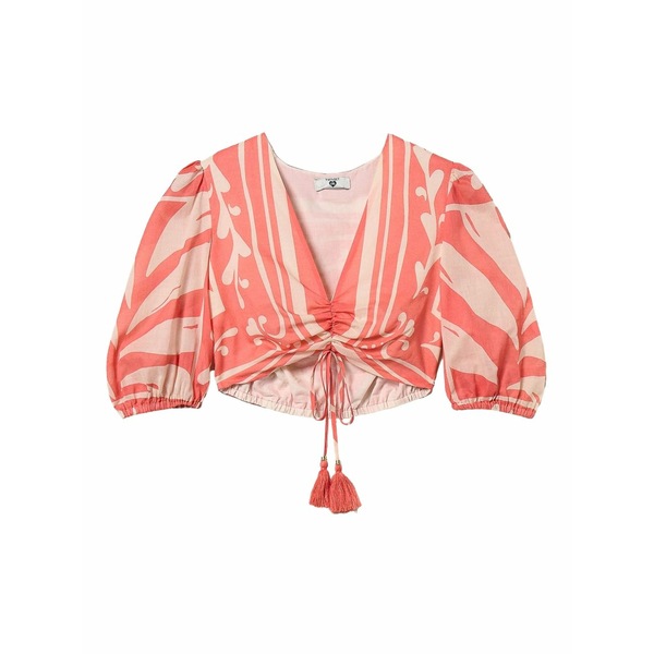 ツインセット レディース シャツ トップス Puff-sleeve cropped top Orange|asty