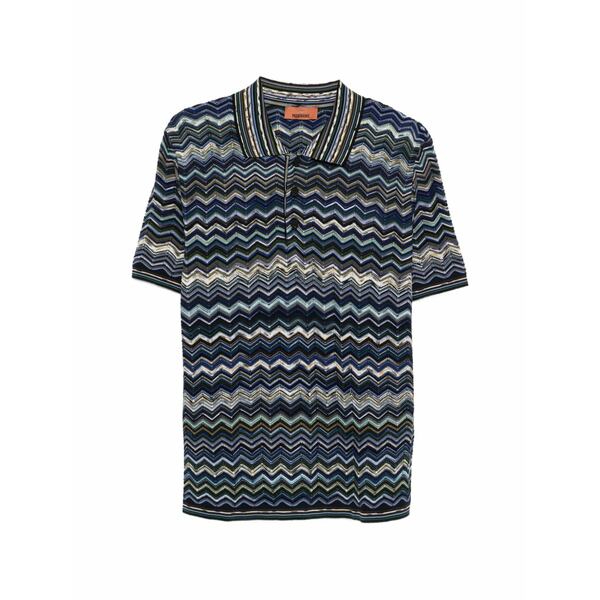 ミッソーニ メンズ スポーツシャツ トップス Zigzag-pattern polo shirt Blue