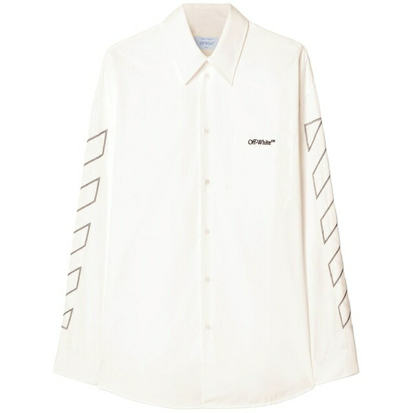 象牙色 メンズ プルオーバー トップス Printed-sleeves cotton shirt White