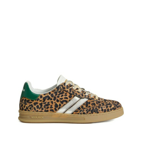 羊毛 一財産 レディース スニーカー シューズ Leopard-print stripe sneakers Brown