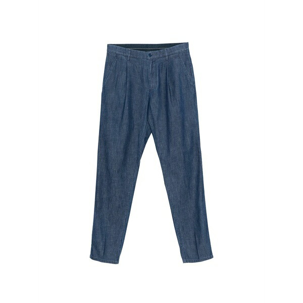 アスペジ メンズ 心地好いズボン下 ボトムス Pleated-detail trousers Blue