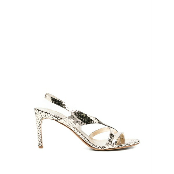 デル カルロ レディース サンダル シューズ Cannes 11527 strappy snake-effect sandals Gold