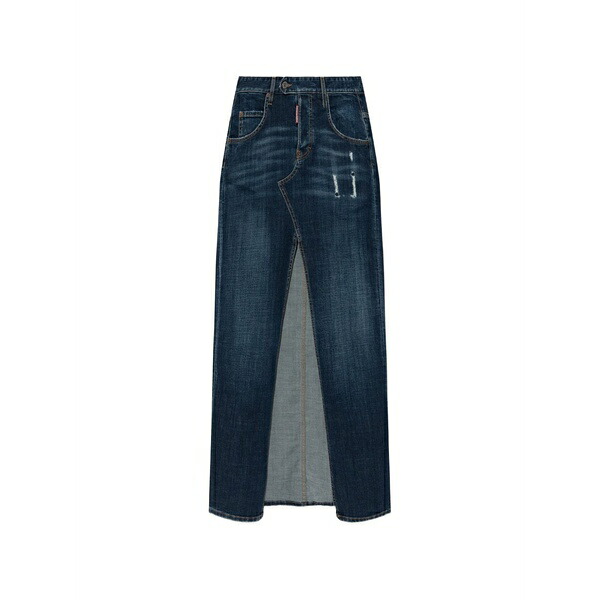 ディースクエアード レディース スコート ボトムス Distressed slit maxi skirt Blue