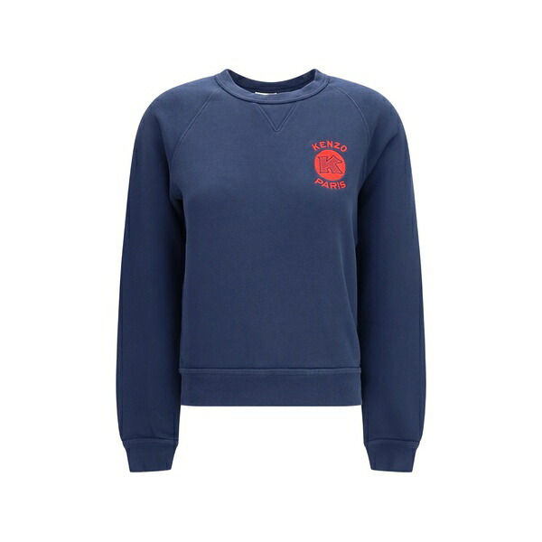 ケンゾー レディース 編み物\u0026ティーシャツ アウター Paris emblem embroidered sweater Blue