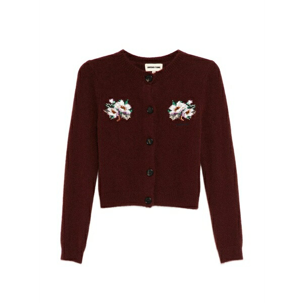 シュシュ/火箸 レディース ジレー アウター  bead-embellished cardigan Red