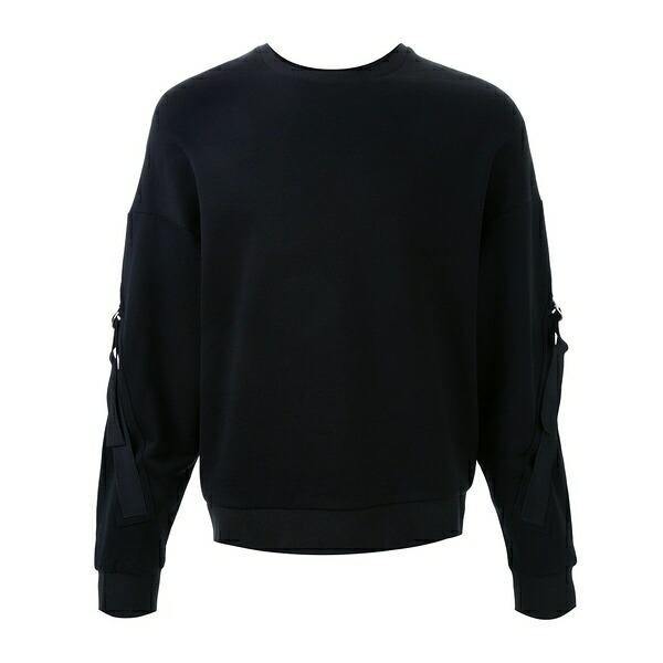 ウーヨンミ メンズ パーカー・スウェットシャツ アウター Strap detail sweatshirt Black