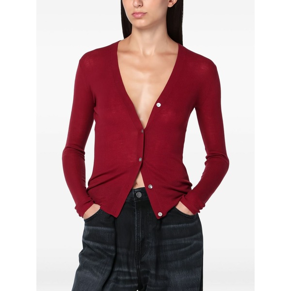 シックススリーナインセブン レディース ジレー アウター V-neck button cardigan Red