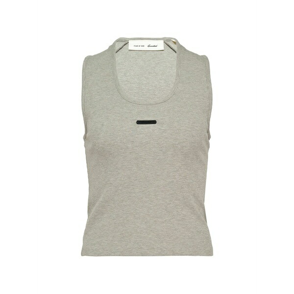 エフオージーエッセンシャルズ レディース カットソー トップス Logo-patch tank top Grey