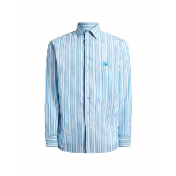 エトロ メンズ プルオーバー トップス Striped cotton shirt Blue