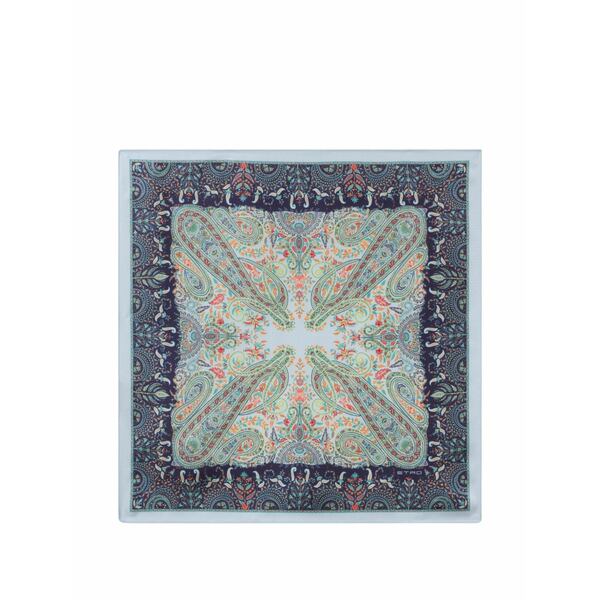 エトロ メンズ マフラー・ストール・スカーフ アクセサリー Paisley-print silk pocket square scarf Blue|asty