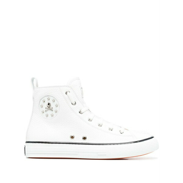 フィリップ飾り気の無い レディース スニーカー シューズ Leather high-top sneakers White