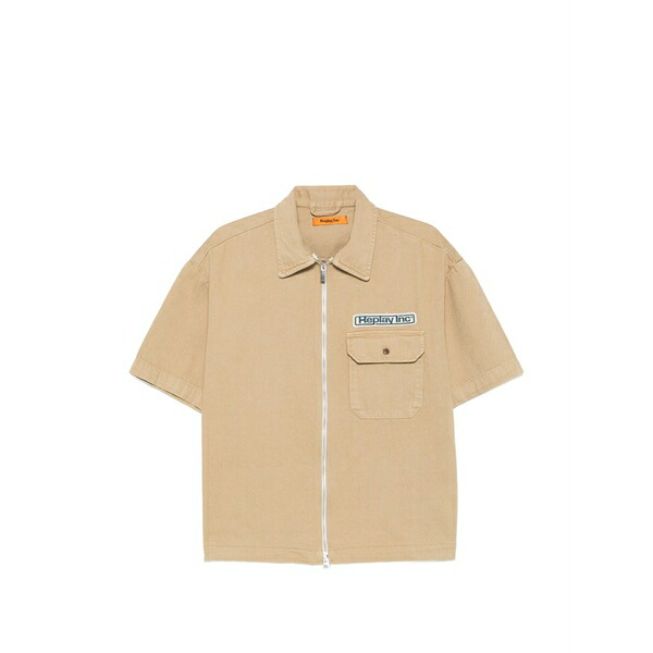 リプレー メンズ 上衣＆上衣 アウター Logo-patch short-sleeve jacket Neutrals
