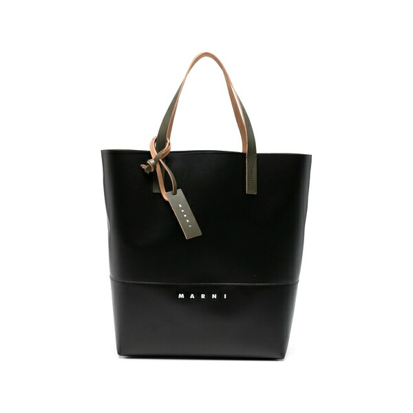 マルニ レディース トートバッグ 御徒面子 Logo-print tote bag Black