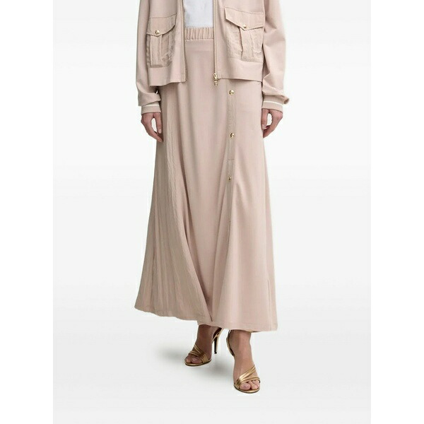 リュージョー レディース スコート ボトムス Pleated button-detailing MIDI a-line skirt Neutrals