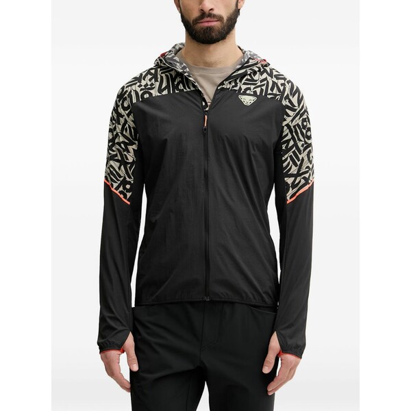 ダイナフィット メンズ 上衣＆上衣 アウター Abstract-print hooded jacket Black