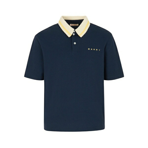 マルニ メンズ スポーツシャツ トップス Striped collar polo shirt Blue
