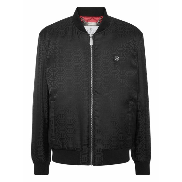 フィリップ飾り気のない メンズ 上衣＆上衣 アウター Monogram jacquard bomber jacket Black