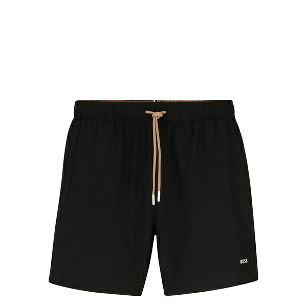 主任者 メンズ 心地よいズボン下 ボトムス Logo-print swim shorts Black
