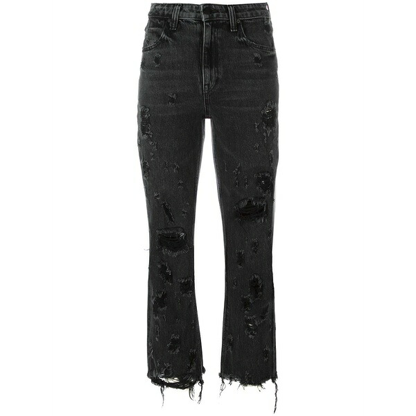 アレキサンダーワン レディース ジーンズズボン下 ボトムス Distressed cropped jeans Black