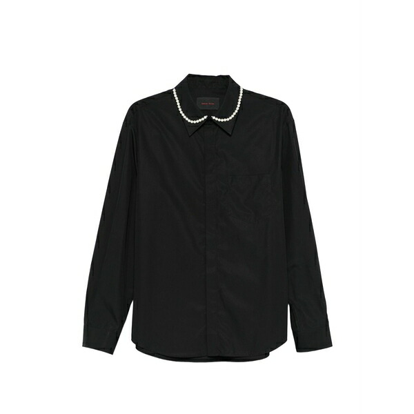 シモーネ・ロシャ メンズ ティーシャツ トップス Pearl-embellished shirt Black