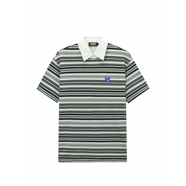 ミニクリーム レディース ポロシャツ トップス Striped polo shirt White｜asty