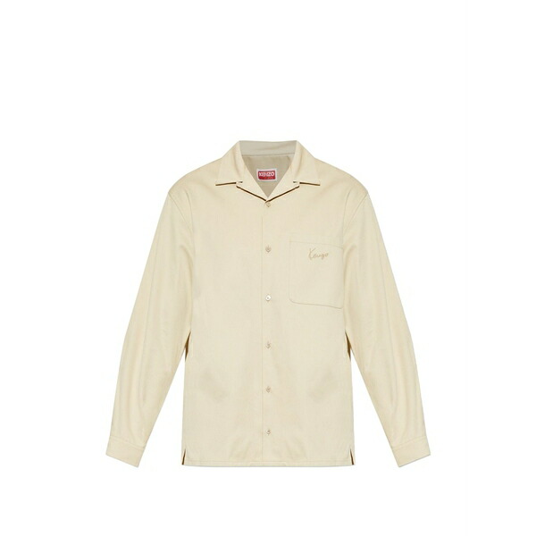 ケンゾー メンズ ティーシャツ トップス Logo-embroidered shirt Neutrals