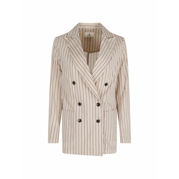 ミース レディース コート アウター Stripe-pattern double-breasted coat Neutrals｜asty