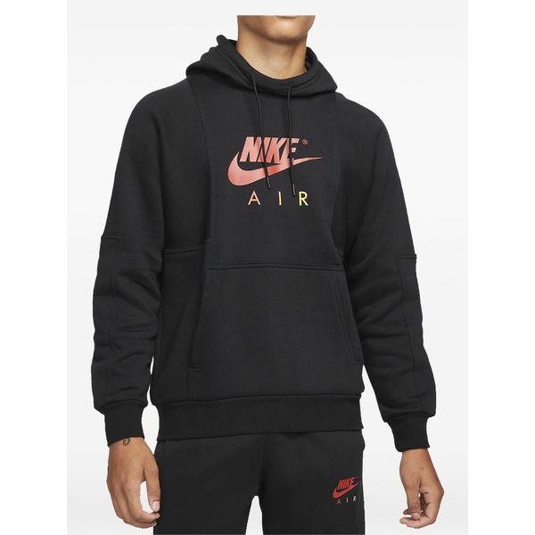 ナイキ メンズ パーカー・スウェットシャツ アウター Air logo-print fleece hoodie Black