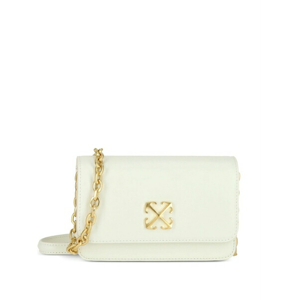象牙色 レディース ショルダーバッグ 御徒面子 Arrow-plaque chain-link tote bag White