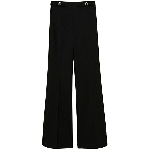 ツイン仕掛ける レディース 心地好いズボン下 ボトムス Jewel-buttons palazzo pants Black