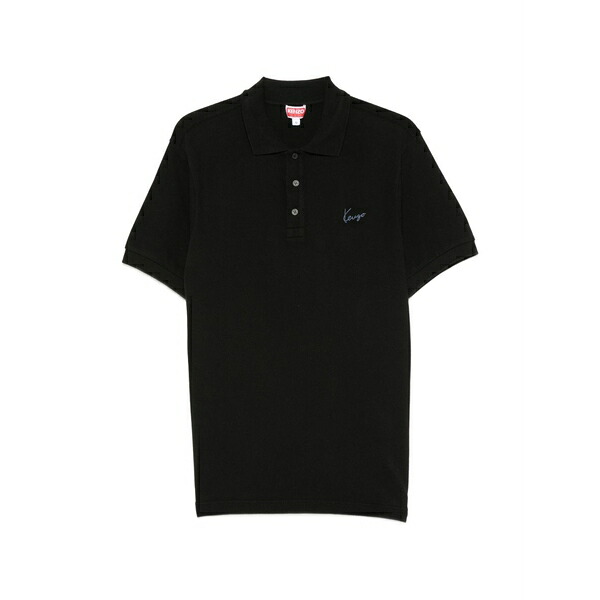 ケンゾー メンズ スポーツシャツ トップス Logo-embroidered piqu￡ polo shirt Black