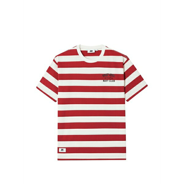 黒茶 メンズ プルオーバー トップス Striped crew-neck t-shirt Red