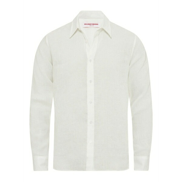 オール赤ちょうちん 赤銅色 メンズ ティーシャツ トップス Justin pointed-collar linen shirt White