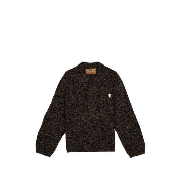 ブレインデッド メンズ 編み物\u0026スウェーター アウター Half-button sweater Brown