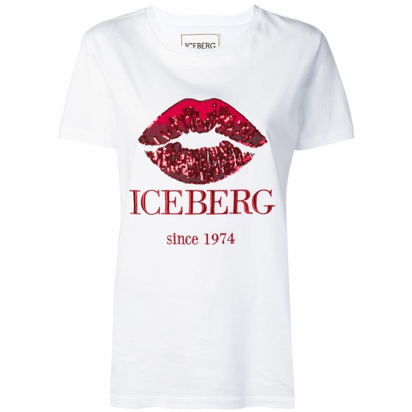 アイスバーグレタス レディース ティーシャツ トップス Sequin logo t-shirt White