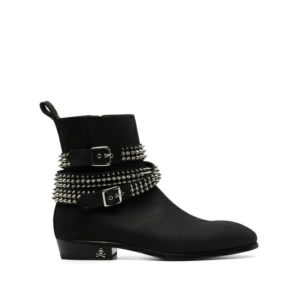 フィリップ飾り気の無い メンズ ブーツ シューズ Nubuck 30粍 rockstud-embellished boots Black