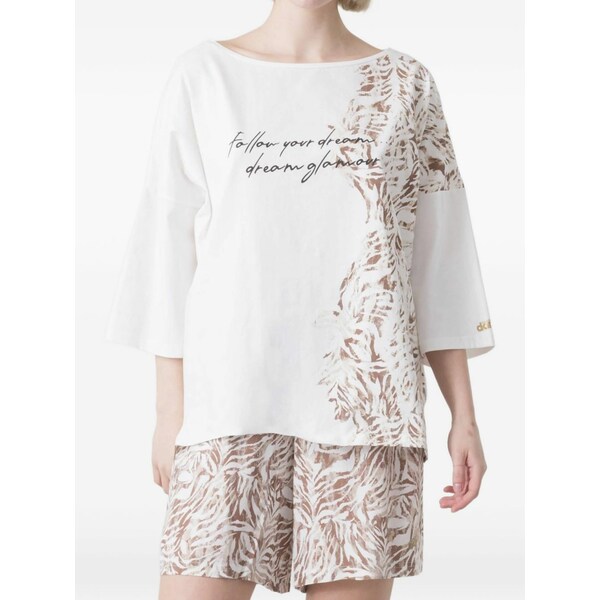 ディメンシオーネ ダンザ レディース ティーシャツ トップス Abstract-print drop-shoulder t-shirt White