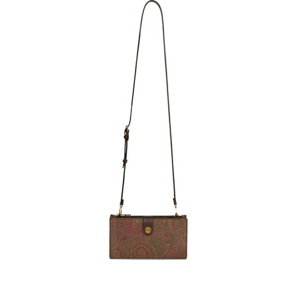 エトロ レディース 銭入れ 添え物 Arnica paisley shoulder-strap wallet Brown