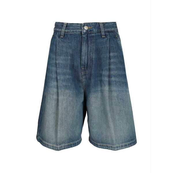 鉄道車両ハート型 レディース 心地よいズボン下 ボトムス Alta pleated-denim shorts Blue