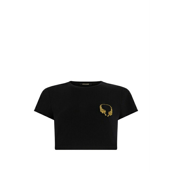 ロベルトカヴァリ レディース ティーシャツ トップス Cropped t-shirt Black