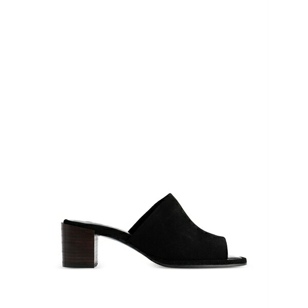 バイ毛革 レディース サンダル シューズ Francisco square-toe sandals Black