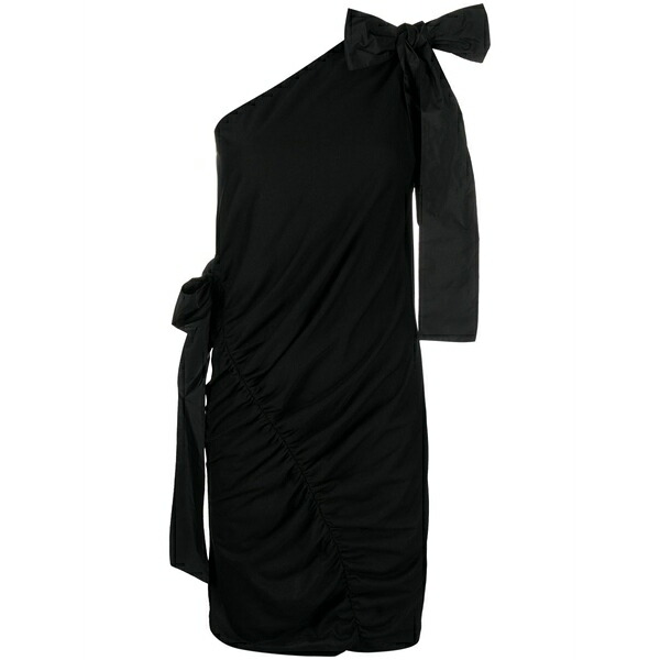 エムエスジイエム レディース ワンピース トップス One-shoulder bow-detailed dress Black｜asty