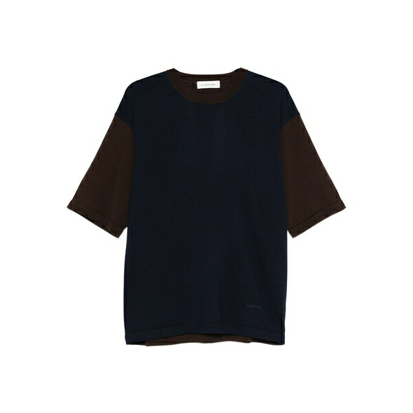 ランバン メンズ プルオーバー トップス Short-sleeve colour-block t-shirt Blue