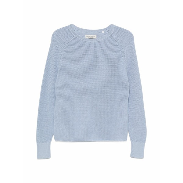 マルコポーロ レディース 編み物\u0026ティーシャツ アウター Raglan-sleeve ribbed-knit knit Blue