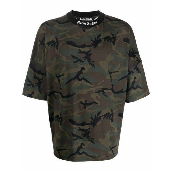 パーム・エンジェルス メンズ プルオーバー トップス Logo-band camouflage-print t-shirt Black