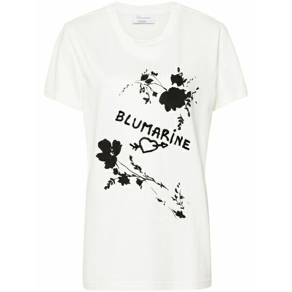ブルマリン レディース ティーシャツ トップス Logo-embroidered cotton t-shirt White
